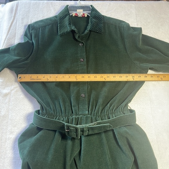 Vintage Orvis 14 P Green Dress Corduroy Long Sleeve ShirtDress Shirt USA Cotton - Picture 10 of 14
